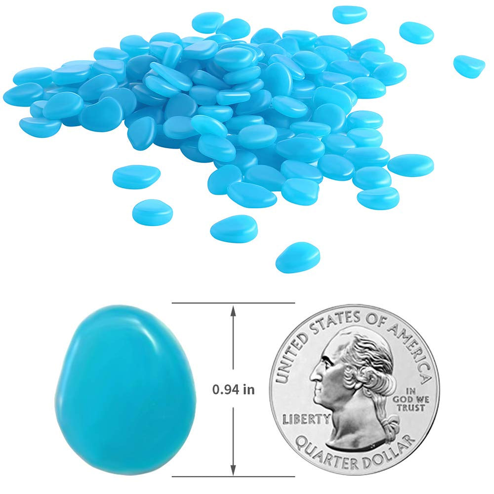 Close-up of GLOCARNIVAL glow pebbles showing blue colour