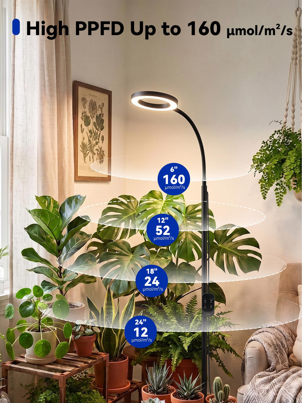 Close-up of GLOWRIUM Grow Light base and pole
