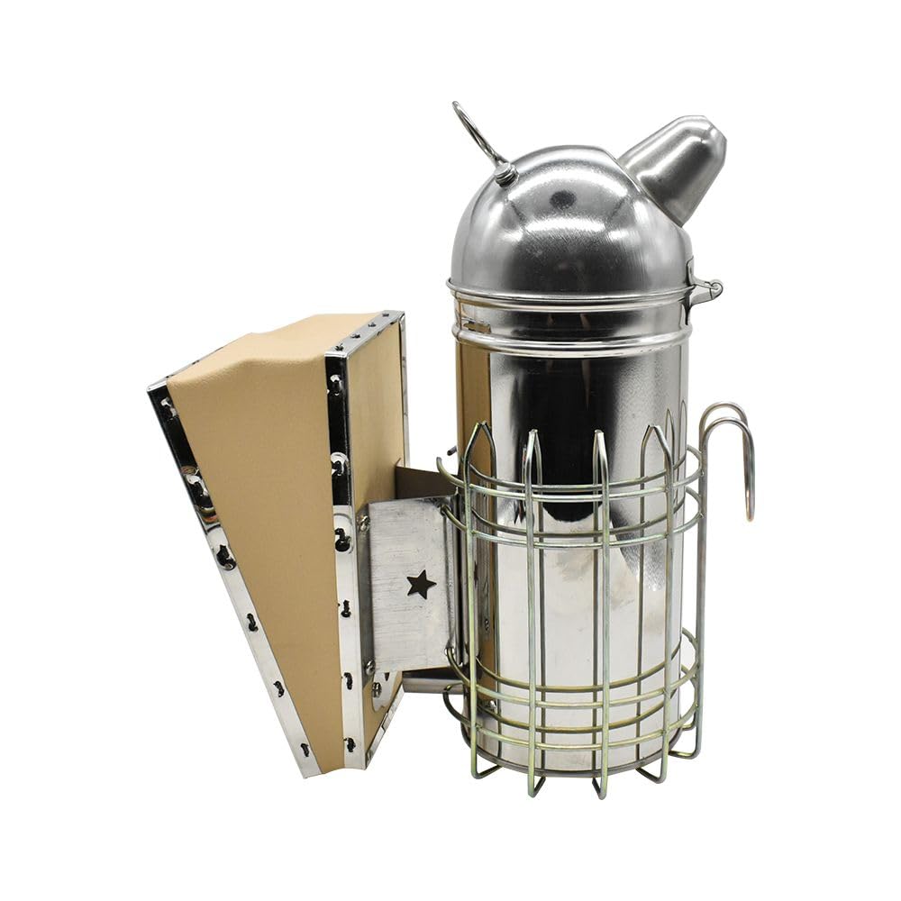 Close-up of GOODLAND bee hive smoker with smoke pellets