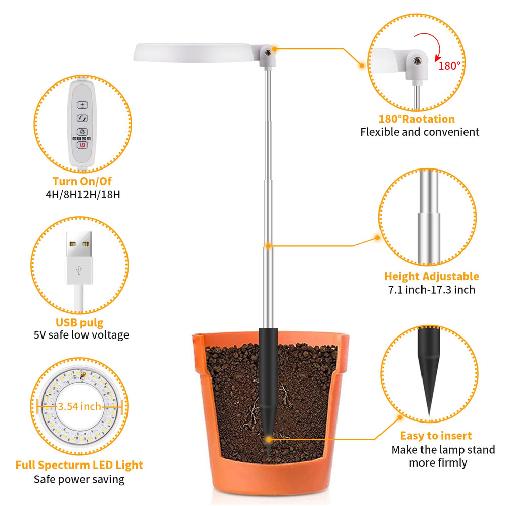 Close-up of GooingTop LED Grow Light with flexible pole