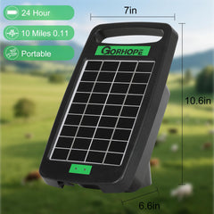 Close-up of Gorhope Electric Fence Charger solar panel