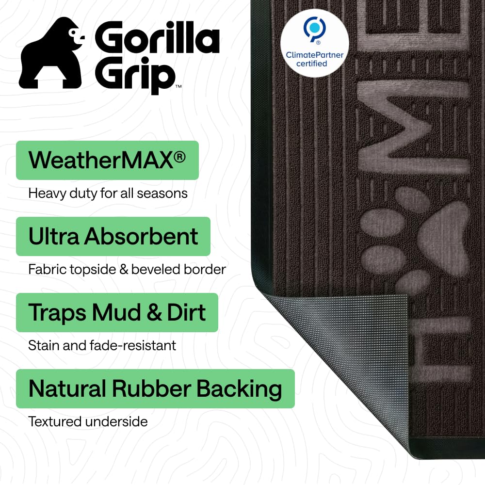 Close-up of GORILLA GRIP WeatherMAX Doormat texture and grooves