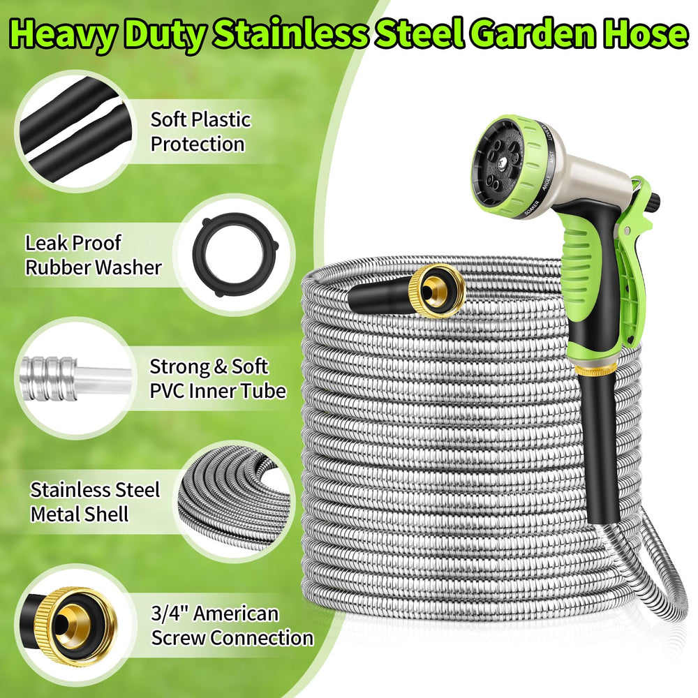 Close-up of GOXAWEE garden hose nozzle with multiple functions