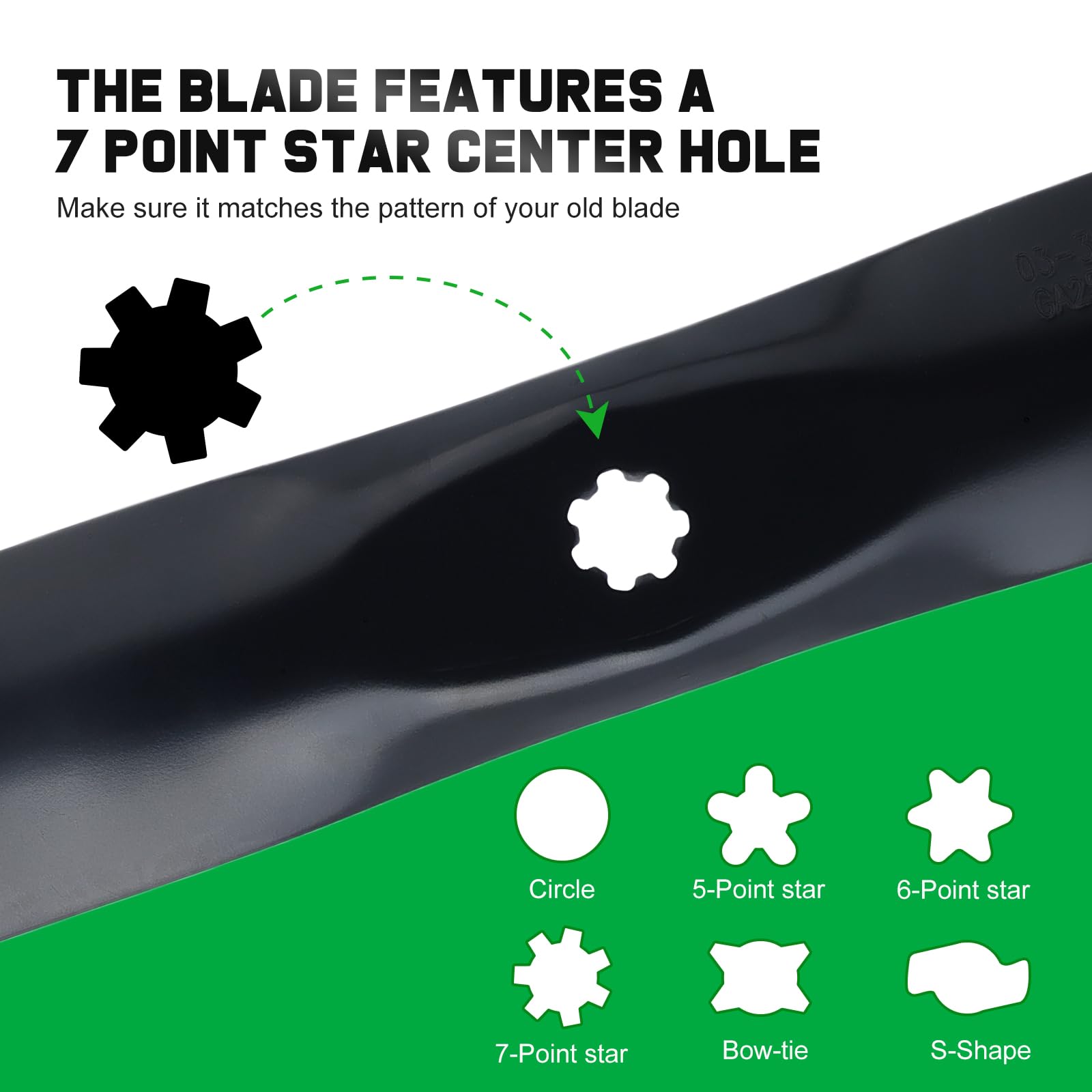 Close-up of Grasscool mower blade center hole