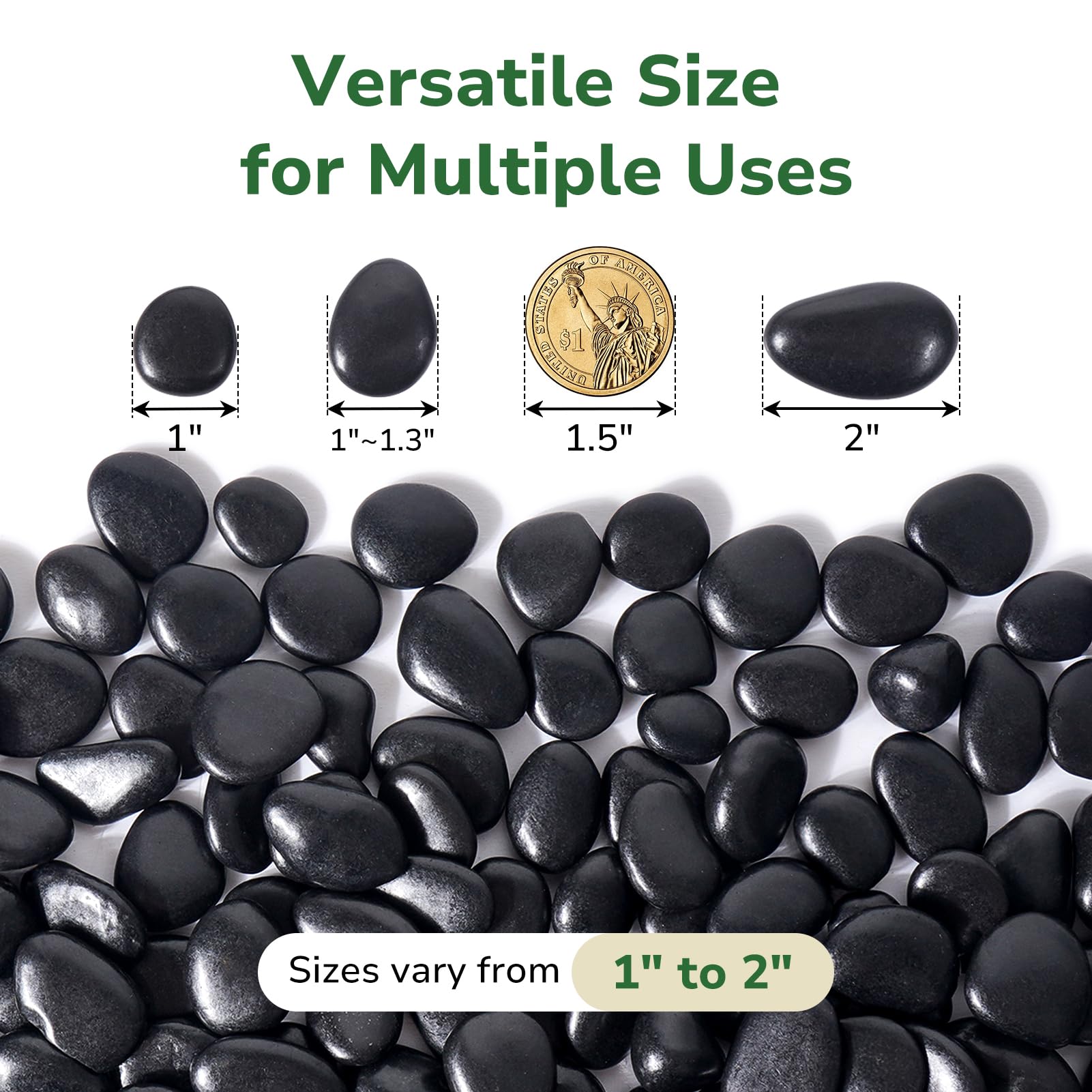 Close-up of GreatBuddy Black Pebbles showing texture