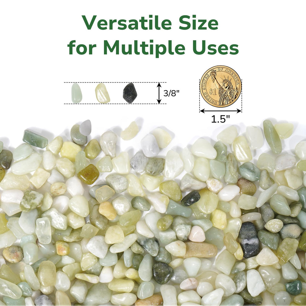 Close-up of GreatBuddy jade pebbles showing texture