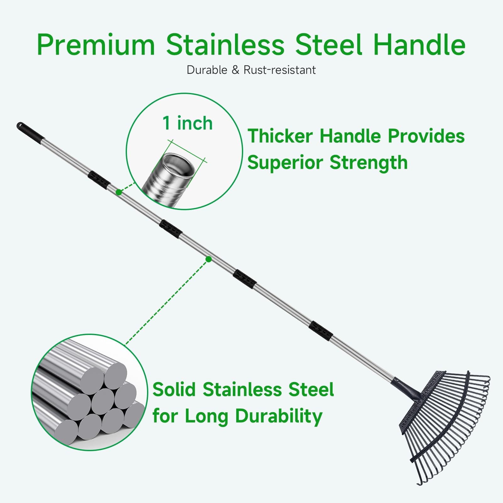 Close-up of GreatBuddy Leaf Rake head with tines
