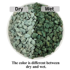 Close-up of green zeolite rocks on a plant pot