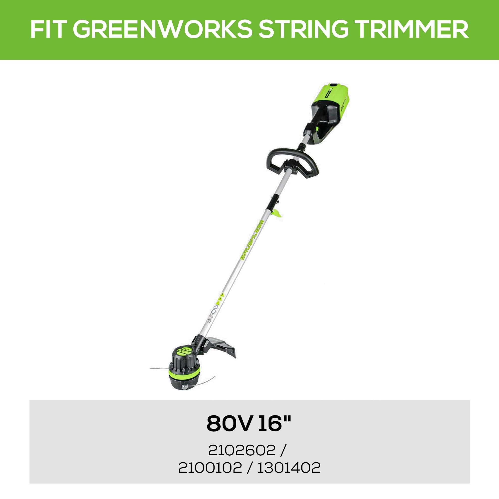 Close-up of Greenworks 0.080" nylon spool