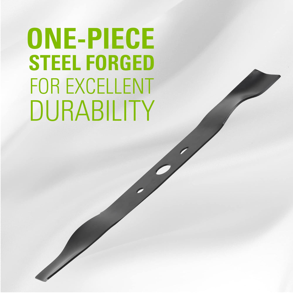 Close-up of Greenworks lawn mower blade material