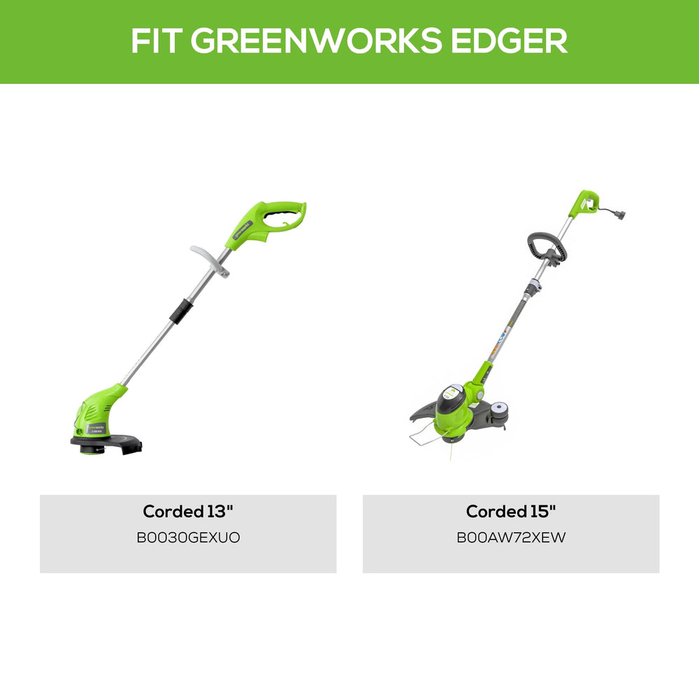 Close-up of Greenworks replacement trimmer line spool