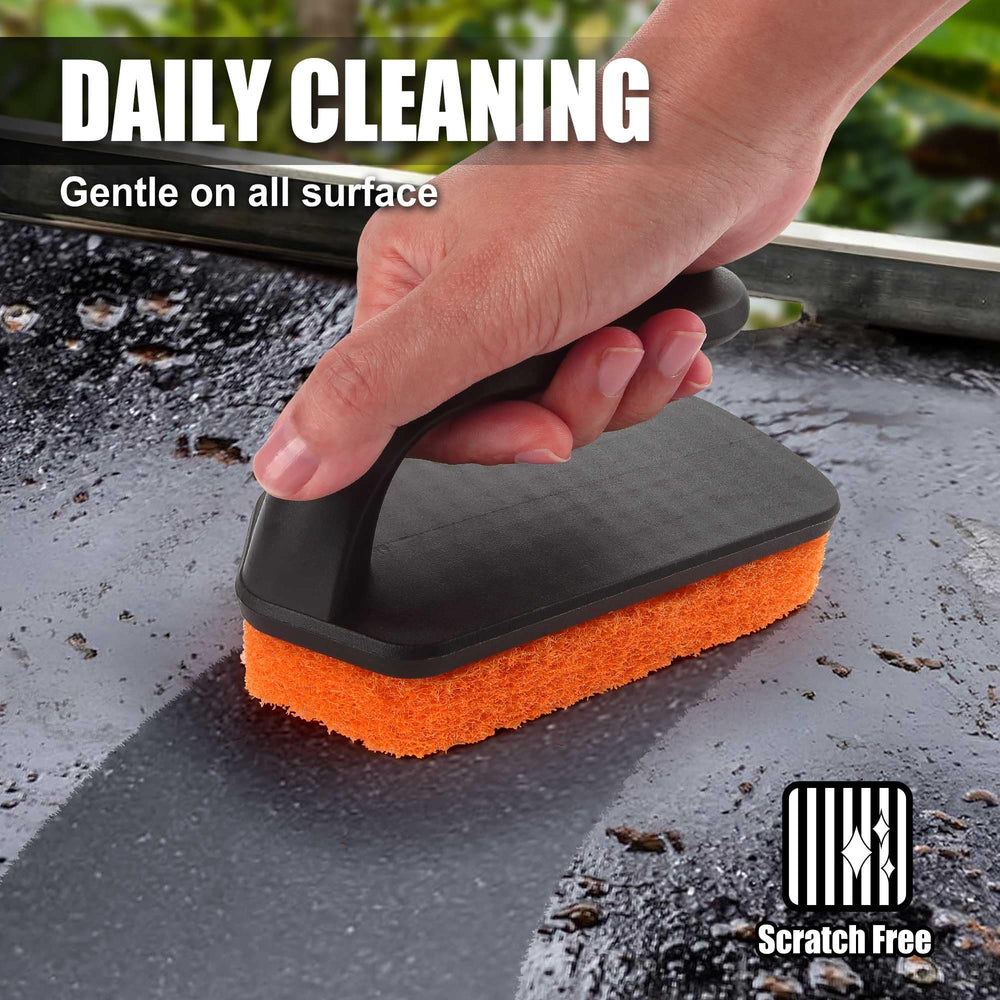 Close-up of GRILLART scouring pads showing soft fabric material