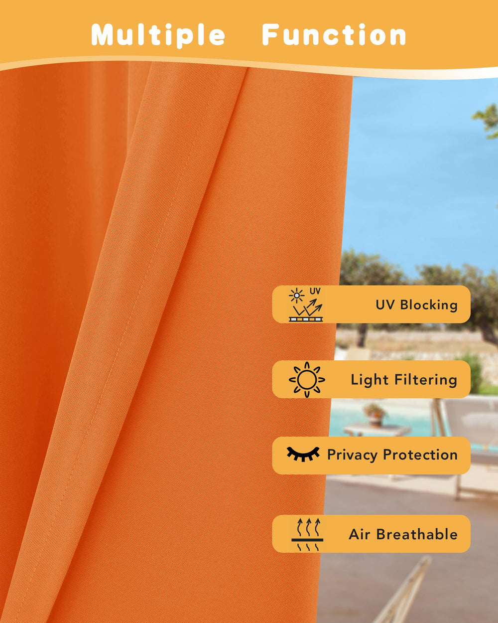 Close-up of grommet design on HolidayIdeas outdoor curtains