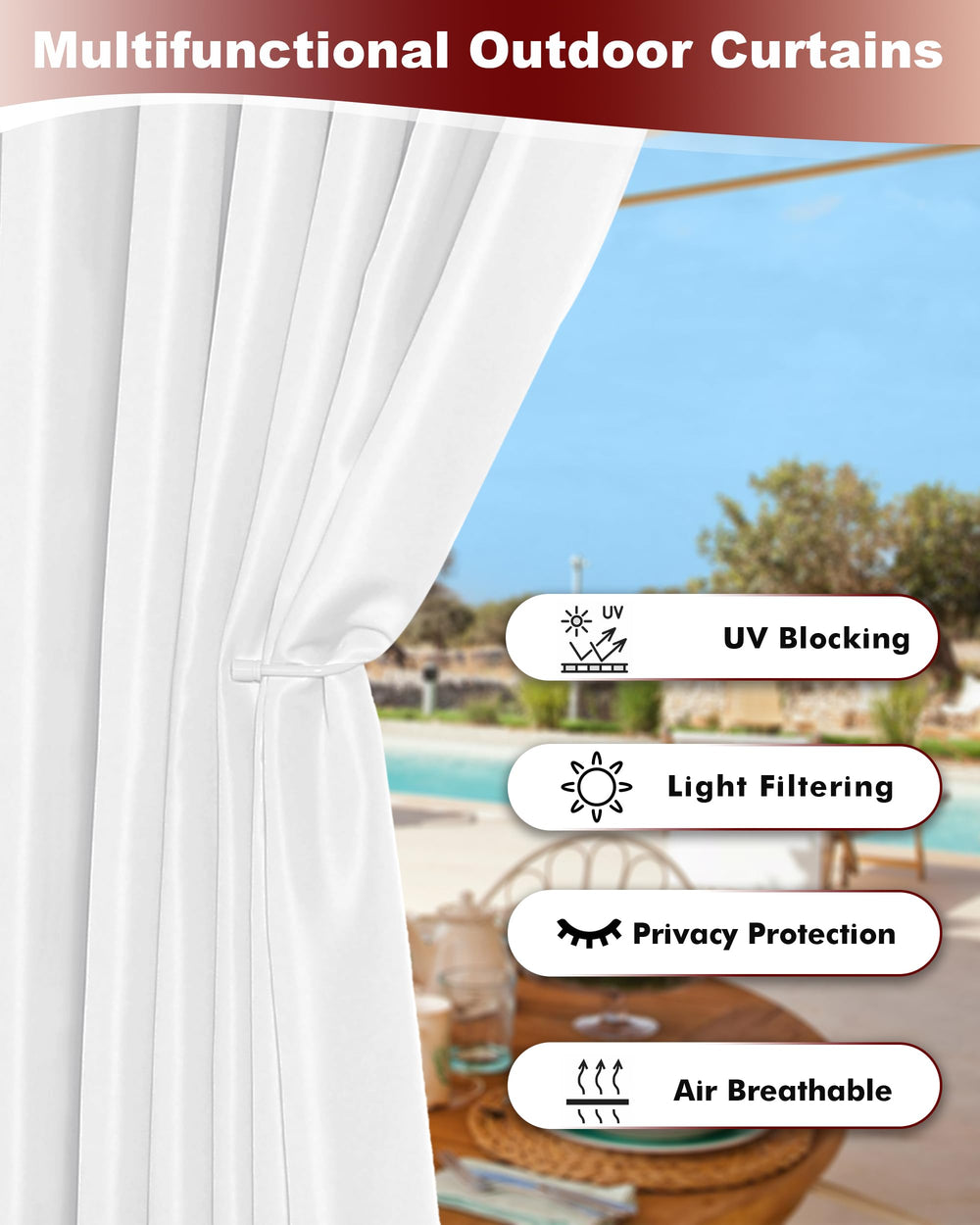 Close-up of grommet design on HolidayIdeas outdoor curtains