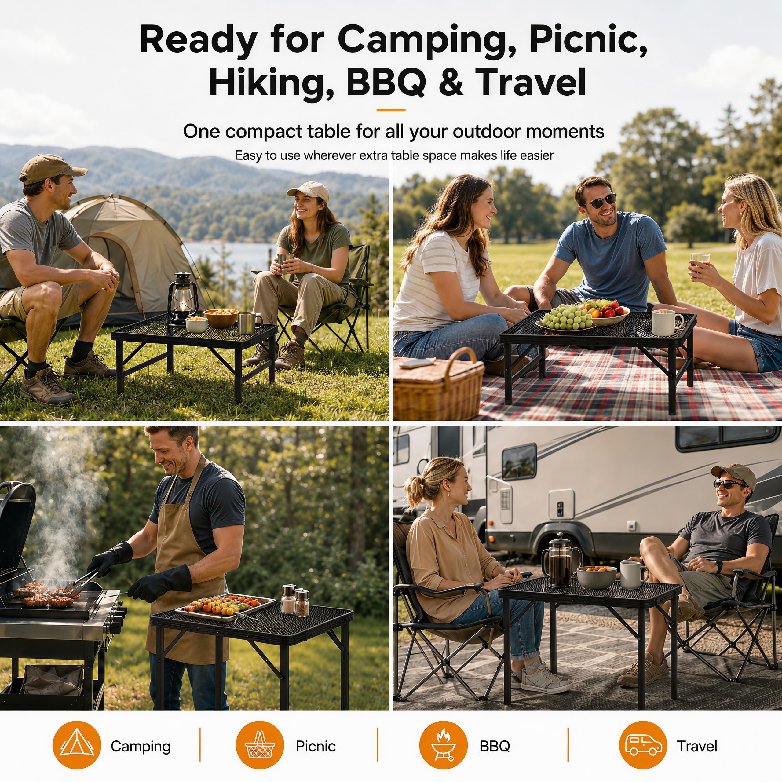 Close-up of Grovind Folding Grill Table legs for stability