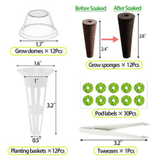 Close-up of grow baskets and domes in Natalolo kit