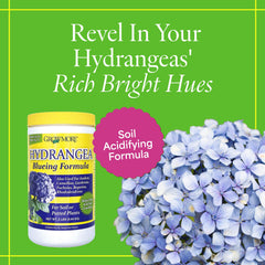 Close-up of Grow More Hydrangea Blueing Formula packaging