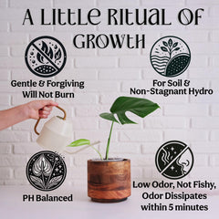 Close-up of Grow Queen Organic Liquid Fertilizer label showing NPK ratio