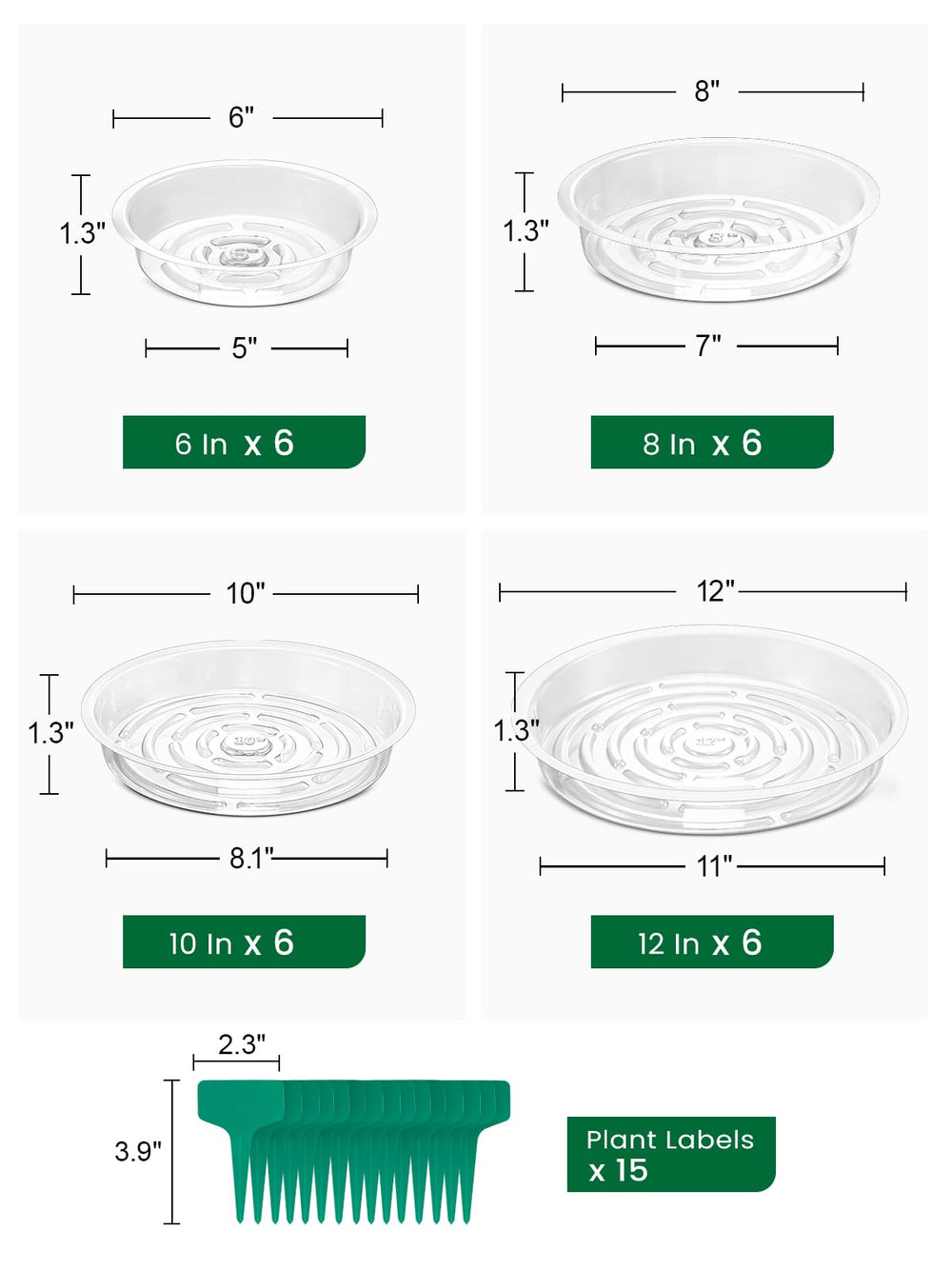 Close-up of GROWNEER 6-inch clear plant saucer