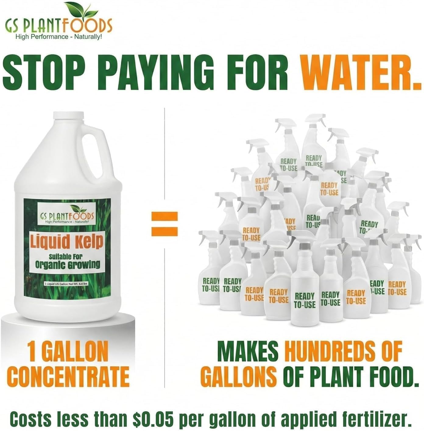 Close-up of GS Plant Foods Liquid Kelp Fertilizer ingredients