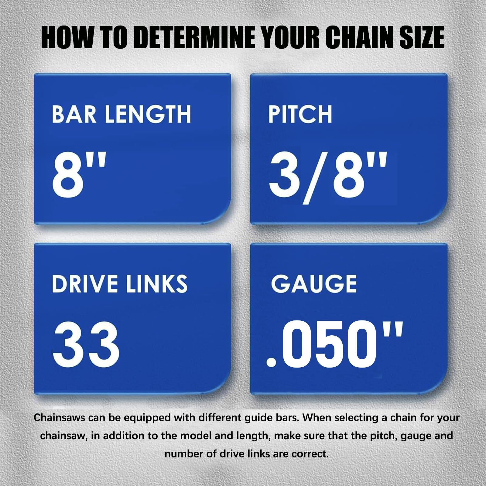 Close-up of GSSHBR 8 Inch Chainsaw Chain pitch and gauge