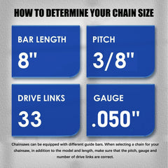 Close-up of GSSHBR 8 Inch Chainsaw Chain pitch and gauge