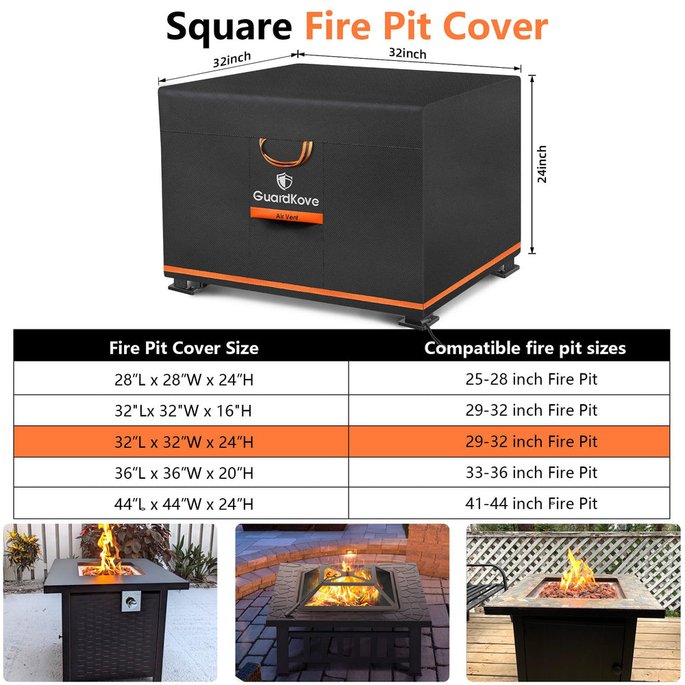 Close-up of GuardKove heavy duty fabric fire pit cover