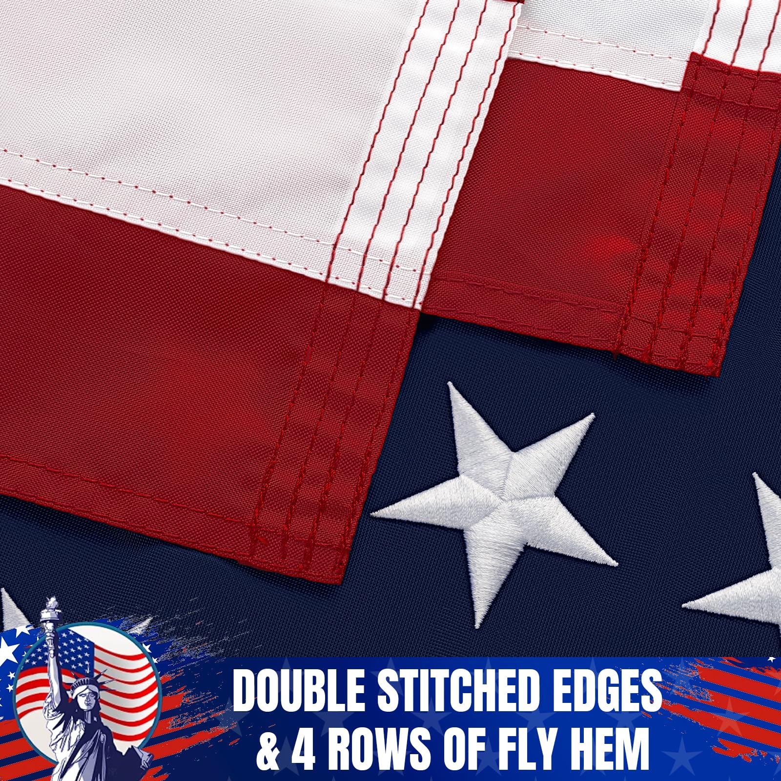 Close-up of GYaozii American Flag brass grommet