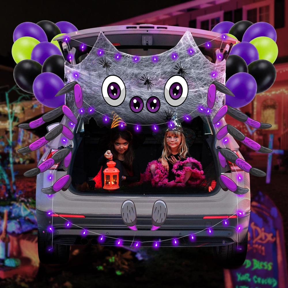 Close-up of Halloween spider stickers included in the kit