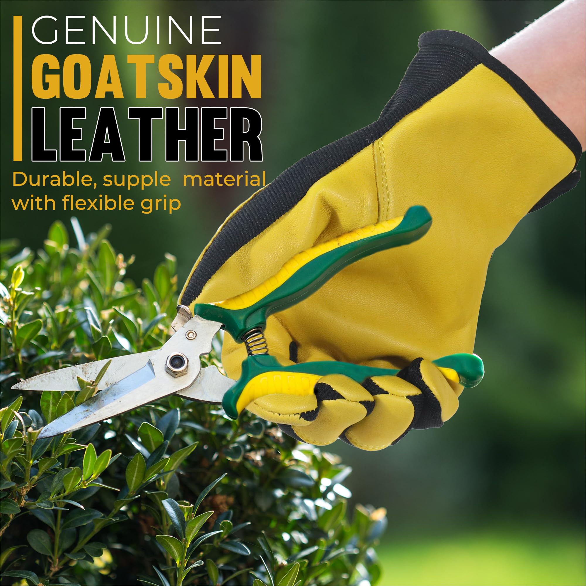 Close-up of HANDLANDY Gardening Gloves goatskin leather palm
