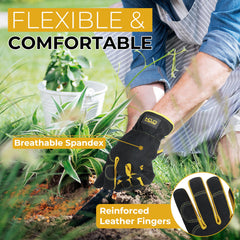 Close-up of HANDLANDY Leather Gardening Gloves palm area made of cowhide leather