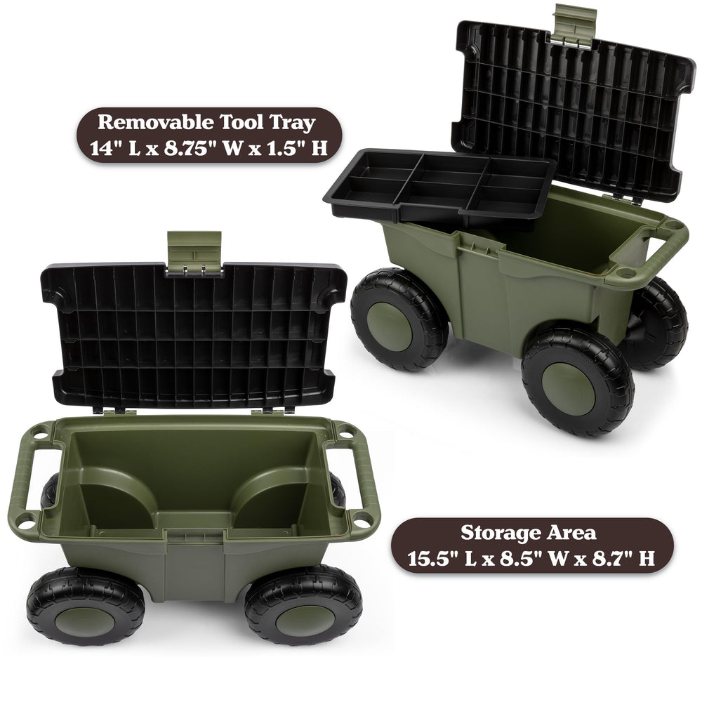 Close-up of handles on Pure Garden Rolling Garden Cart