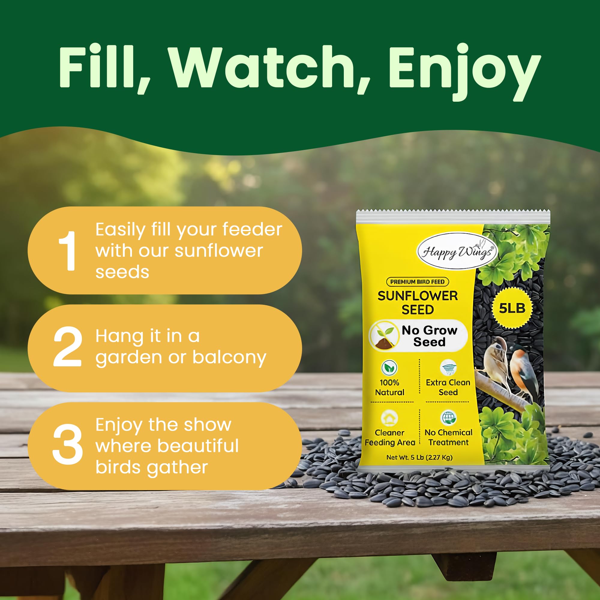 Close-up of Happy Wings Black Oil Sunflower Seeds granules