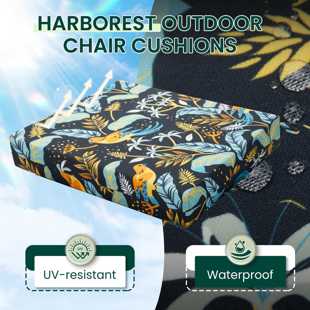 Close-up of HARBOREST Outdoor Chair Cushion ties for secure placement