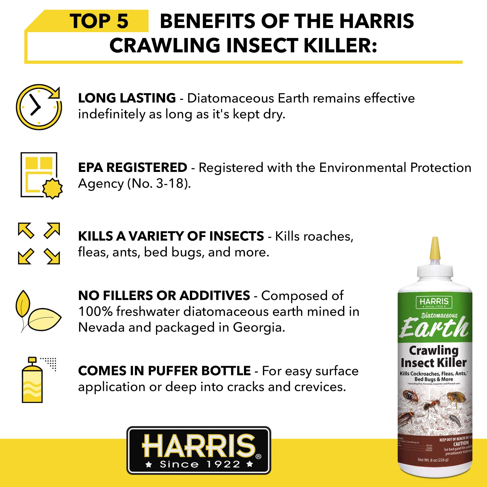 Close-up of HARRIS Diatomaceous Earth powder texture