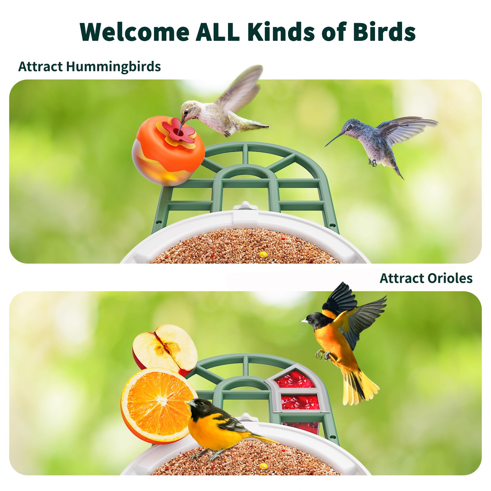 Close-up of HARYMOR bird feeder camera lens