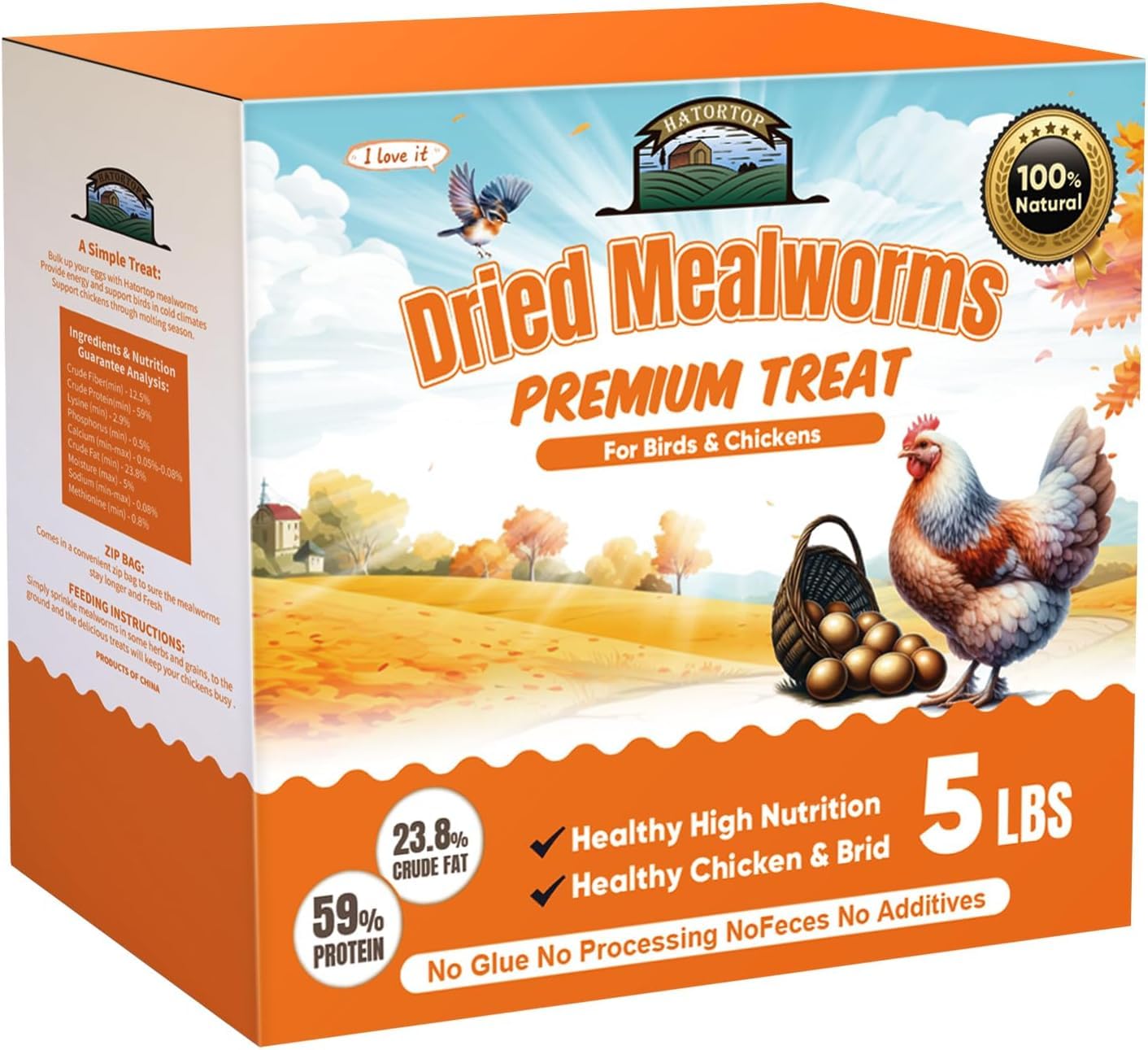 Close-up of HATORTOP Dried Mealworms showing texture