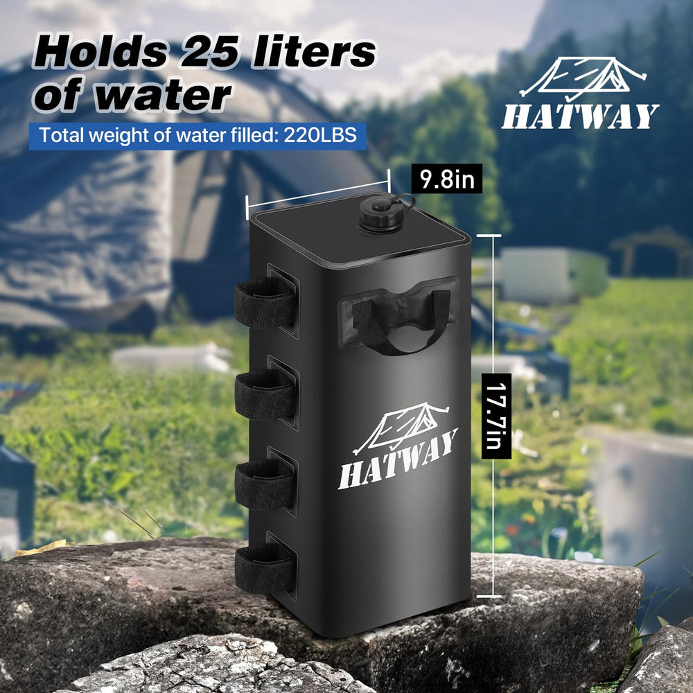 Close-up of Hatway Canopy Weights filled with water