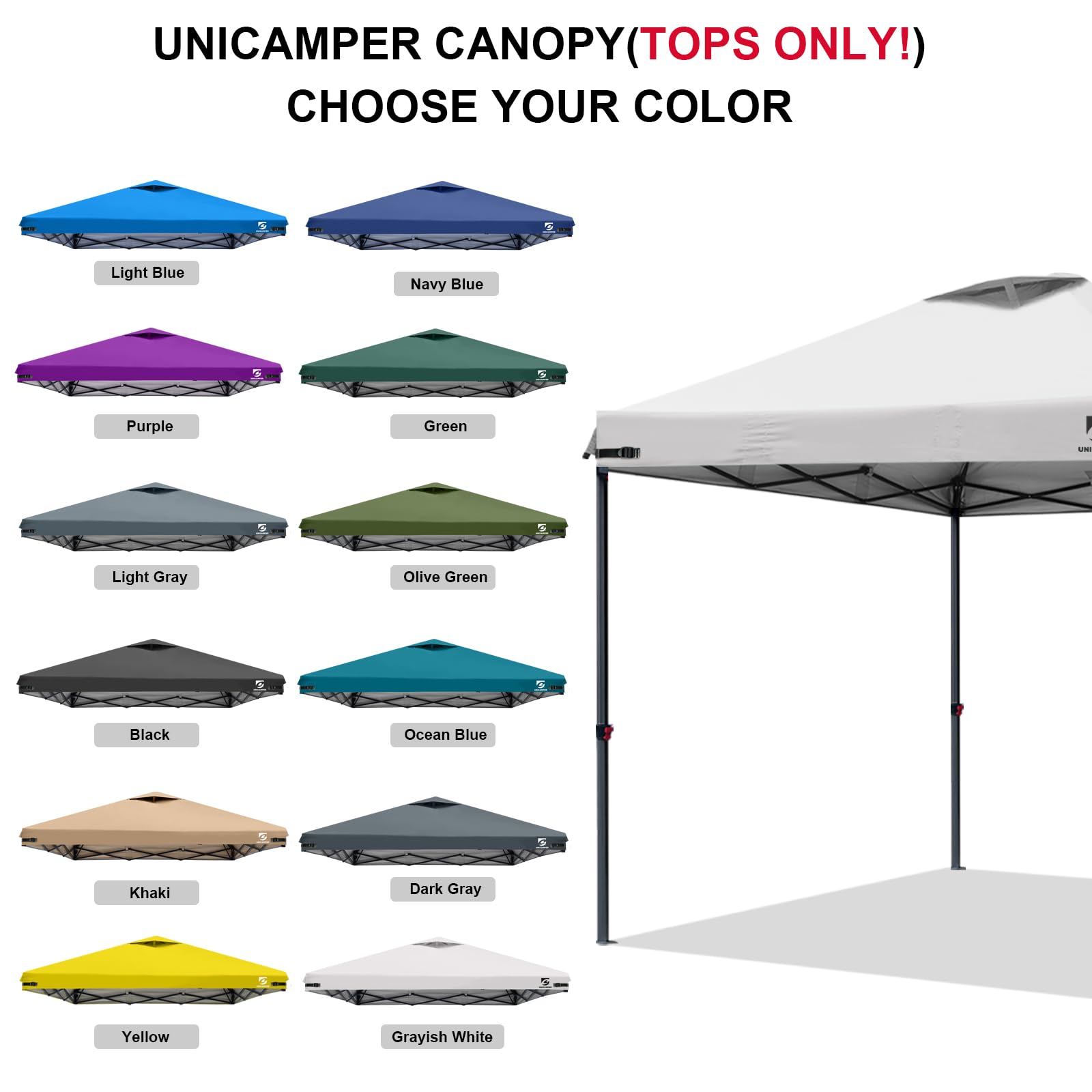 Close-up of heat-sealed seams on UNICAMPER canopy top