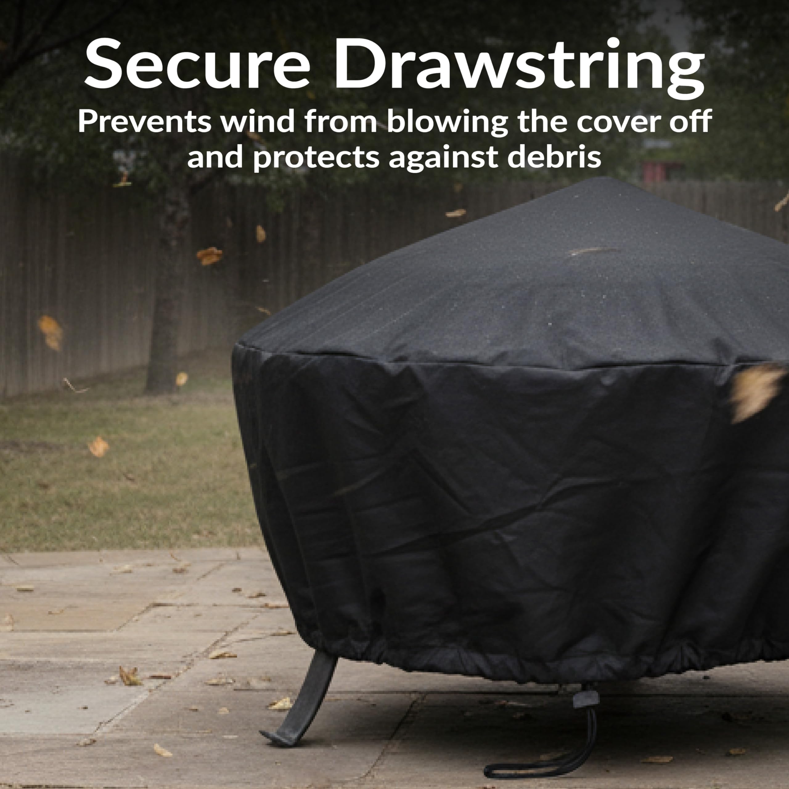 Close-up of heavy-duty PVC material of fire pit cover