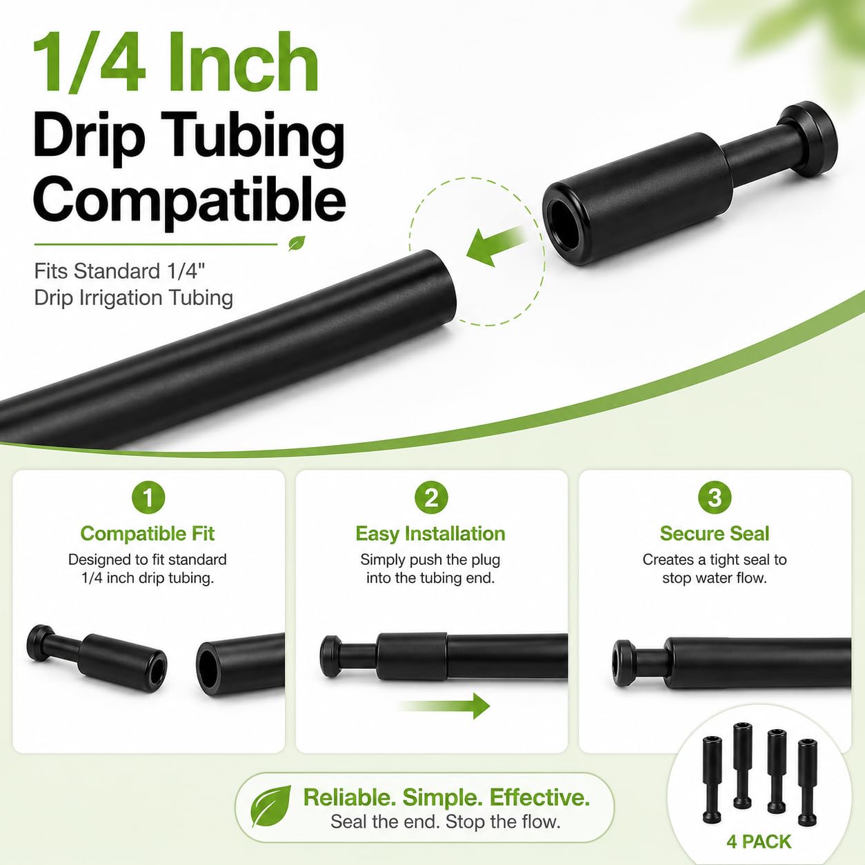 Close-up of HEKIWAY 1/4 inch T Plugs for drip irrigation