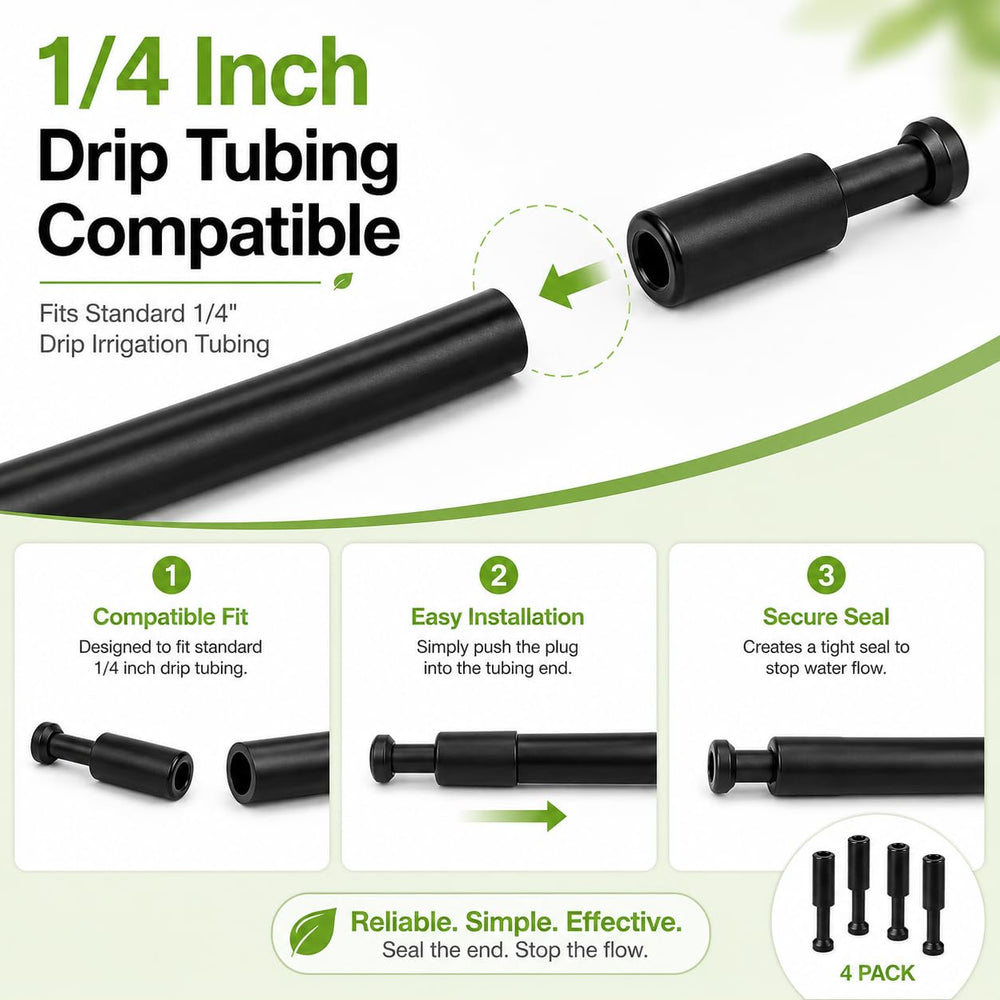 Close-up of HEKIWAY 1/4 inch T Plugs for drip irrigation