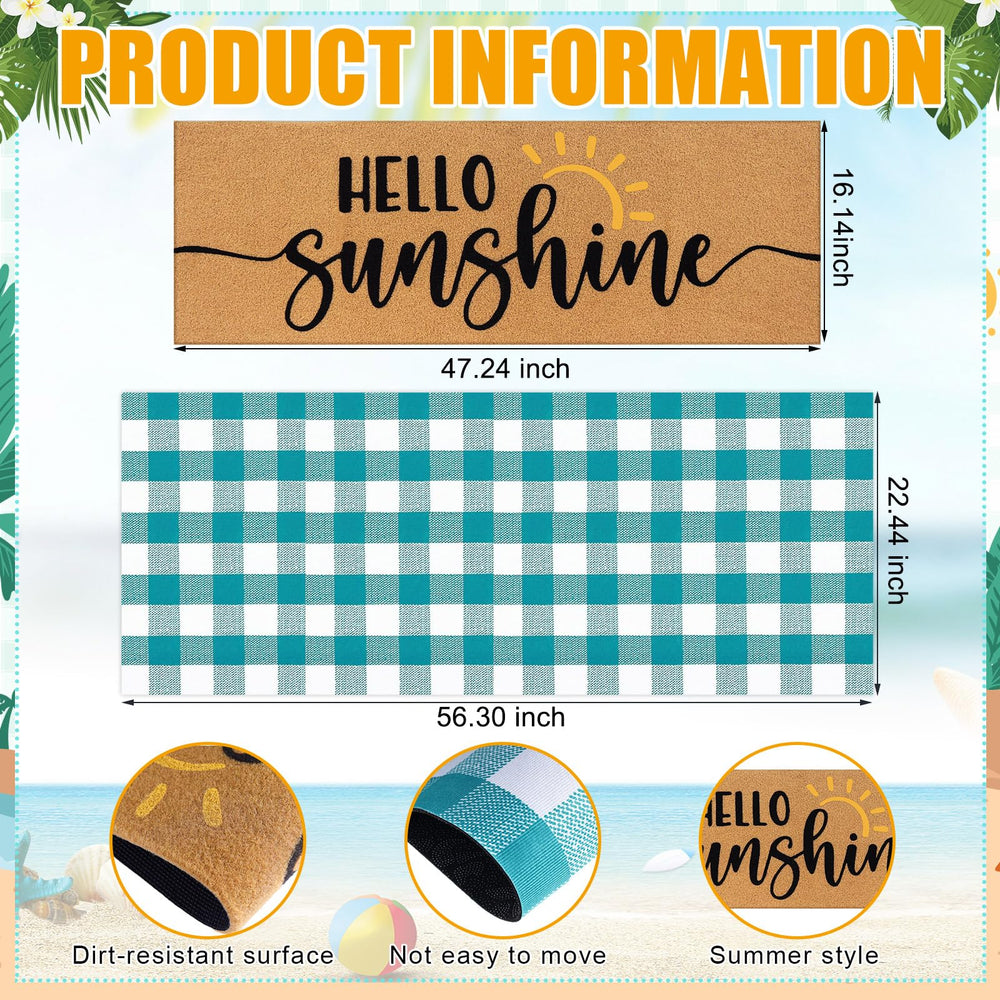Close-up of Hello Sunshine print on doormat