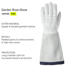 Close-up of Hestra Job Garden Rose Glove palm with light padding