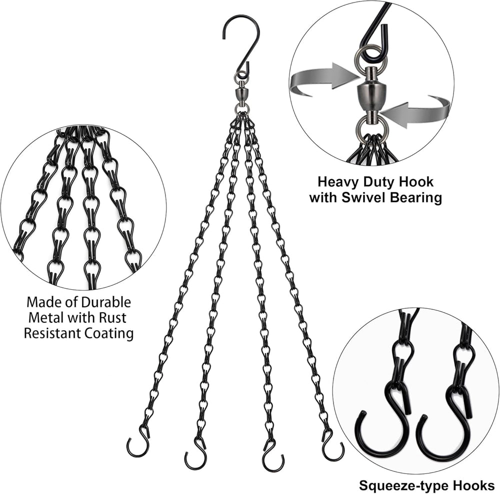 Close-up of Heybe 23 Inch Hanging Basket Chains with adjustable hooks