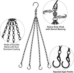 Close-up of Heybe 23 Inch Hanging Basket Chains with adjustable hooks