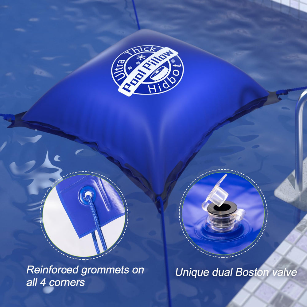 Close-up of Hidbot pool pillow's reinforced grommet