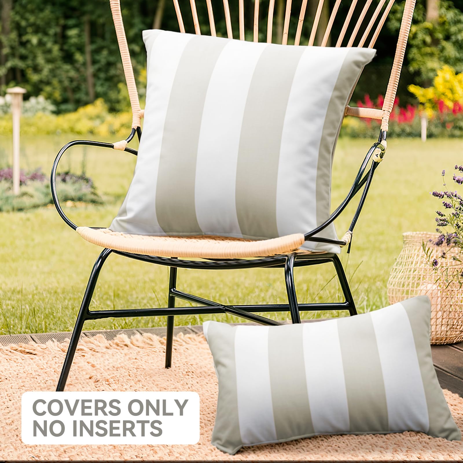 Close-up of hidden zipper on WESTERN HOME WH striped throw pillow cover