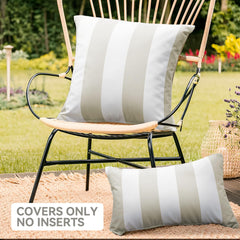 Close-up of hidden zipper on WESTERN HOME WH striped throw pillow cover