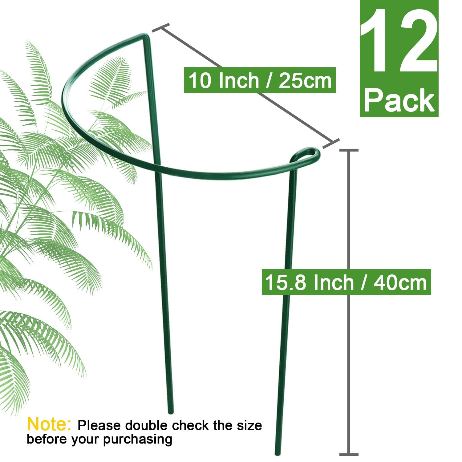 Close-up of HiGift plant stakes showing the sturdy iron construction